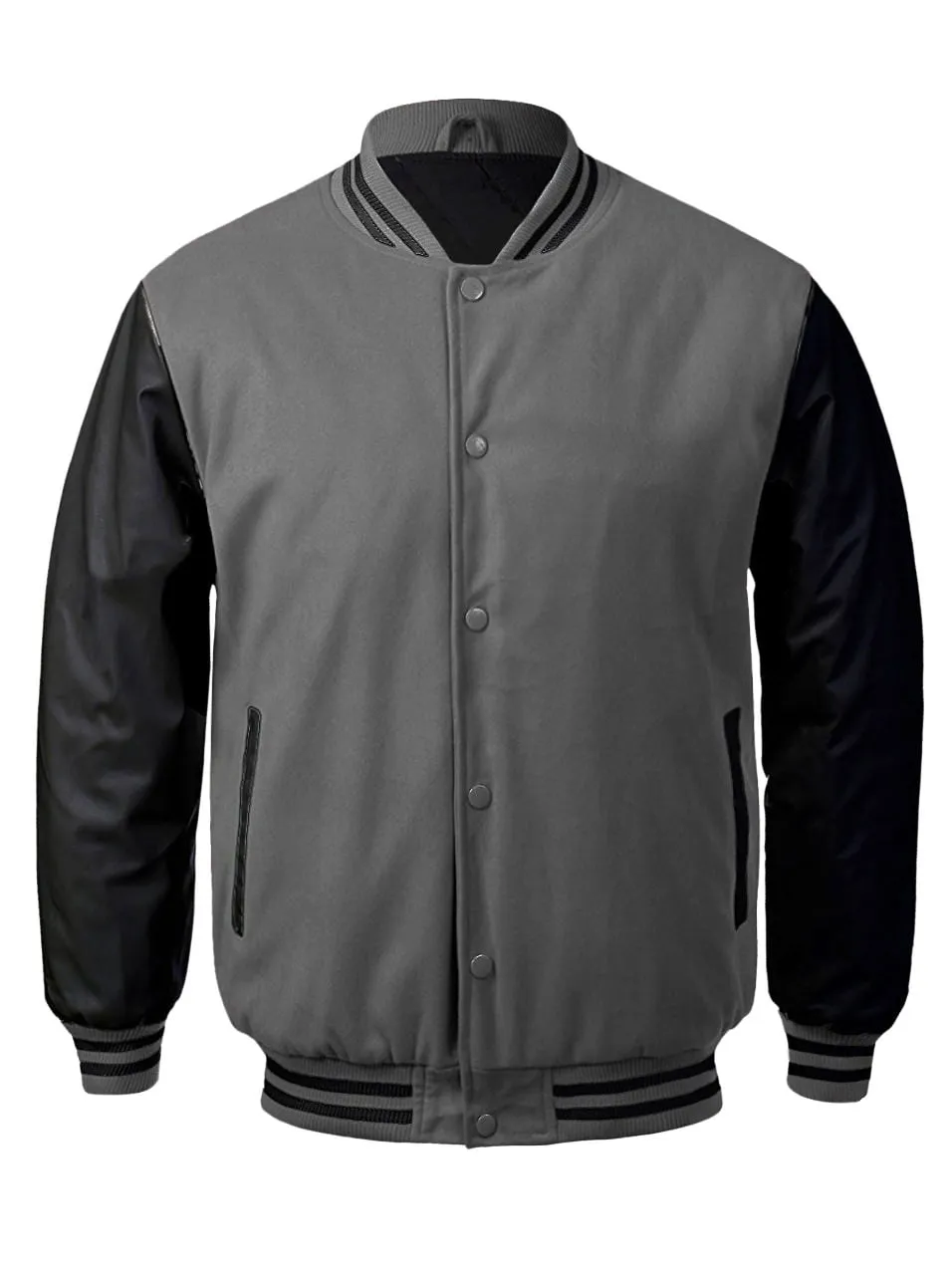 Men's Premium Classic Snap Button Vintage Baseball Letterman Varsity Jacket