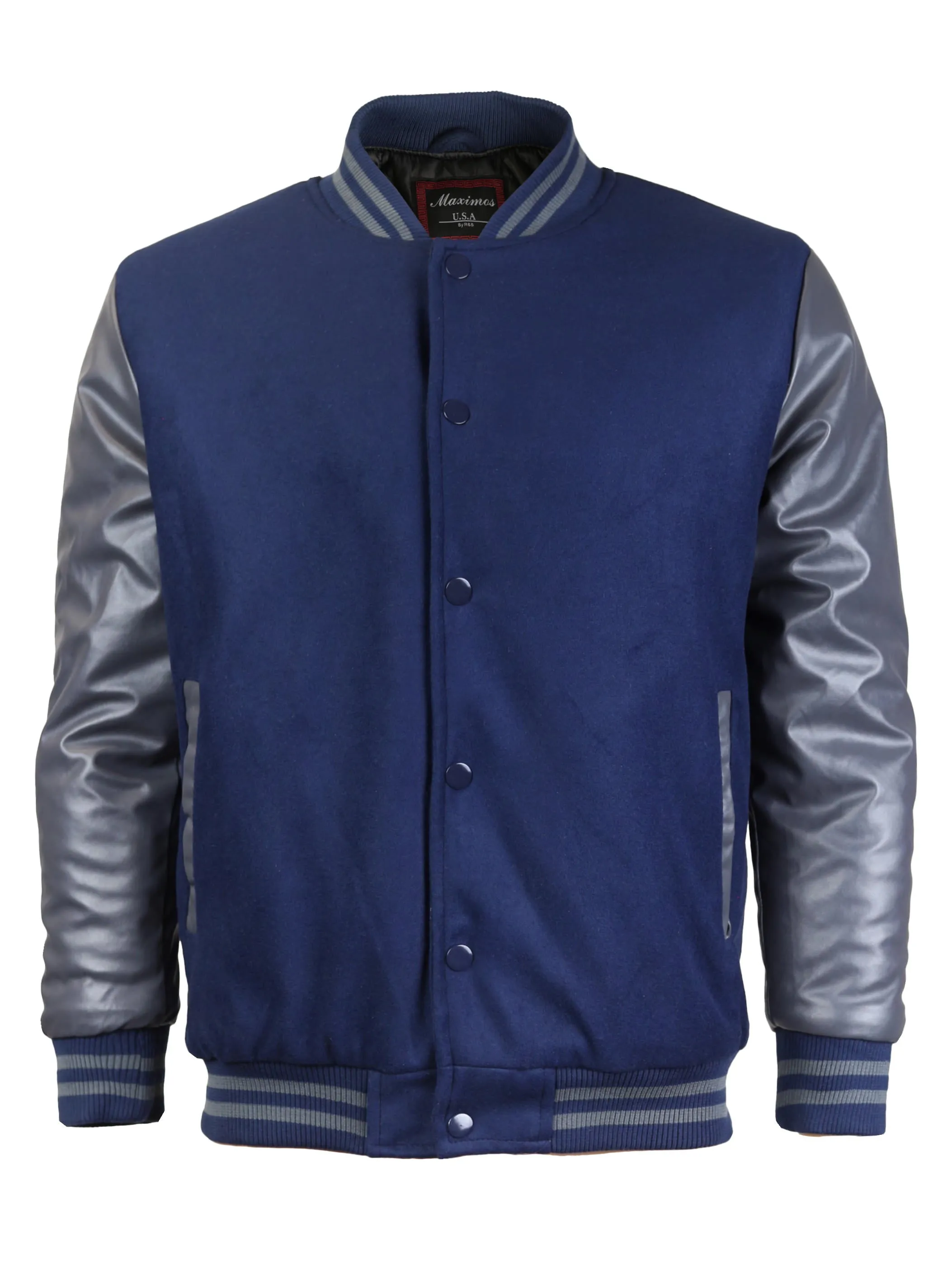 Men's Premium Classic Snap Button Vintage Baseball Letterman Varsity Jacket