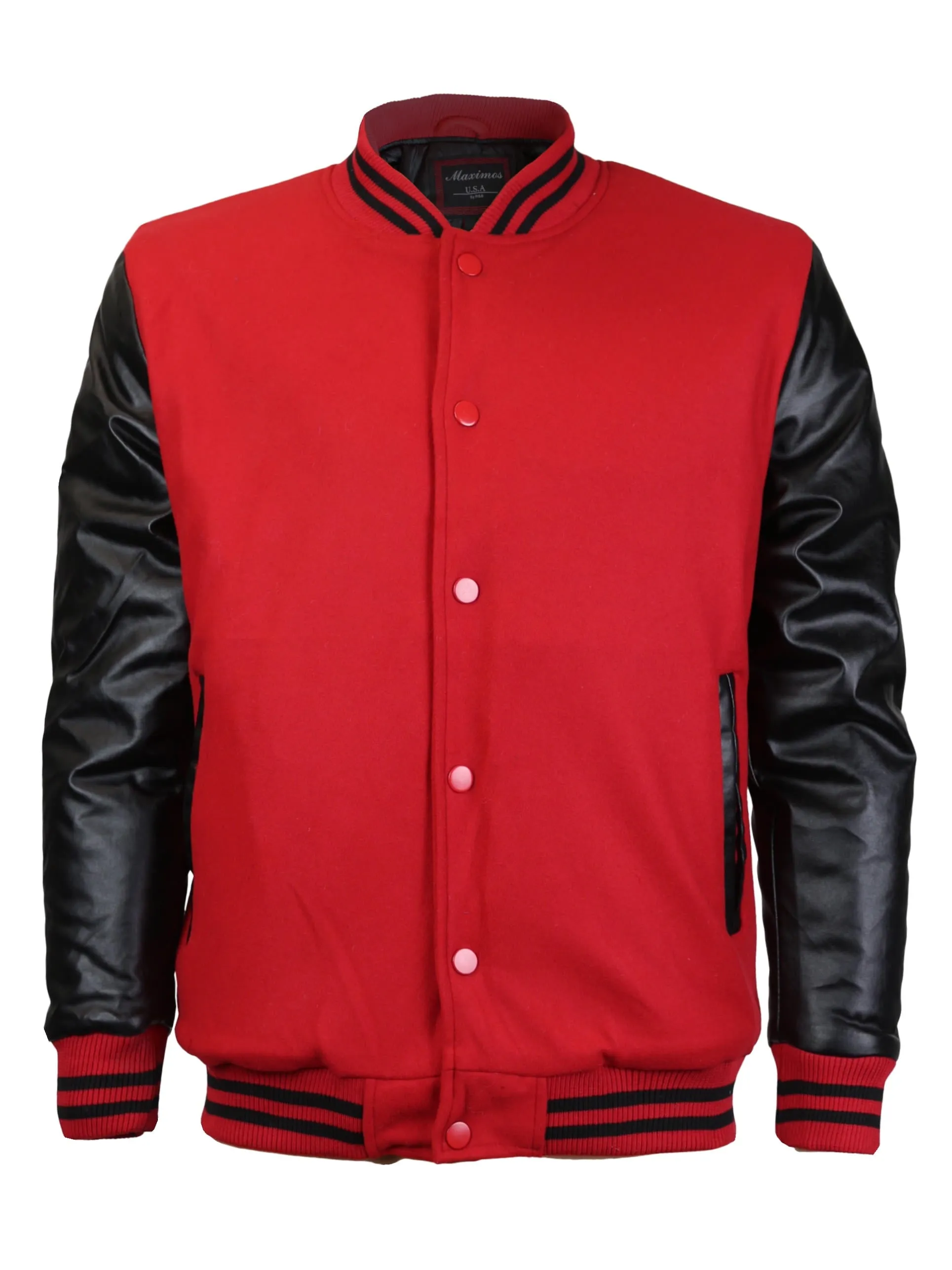 Men's Premium Classic Snap Button Vintage Baseball Letterman Varsity Jacket