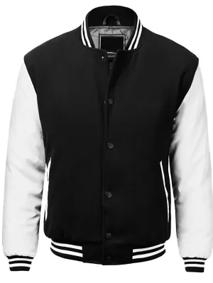 Men's Premium Classic Snap Button Vintage Baseball Letterman Varsity Jacket