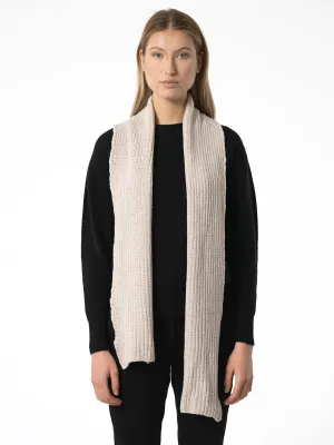 Merino Handknit Rib Scarf - Almond White