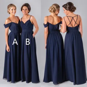 Mismatched Different Styles Chiffon Navy Blue  Formal Cheap Sexy Bridesmaid Dresses, WG52