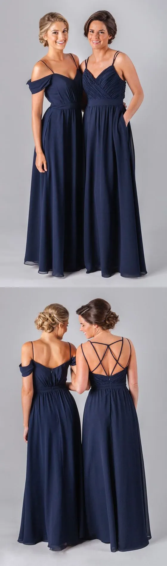Mismatched Different Styles Chiffon Navy Blue  Formal Cheap Sexy Bridesmaid Dresses, WG52