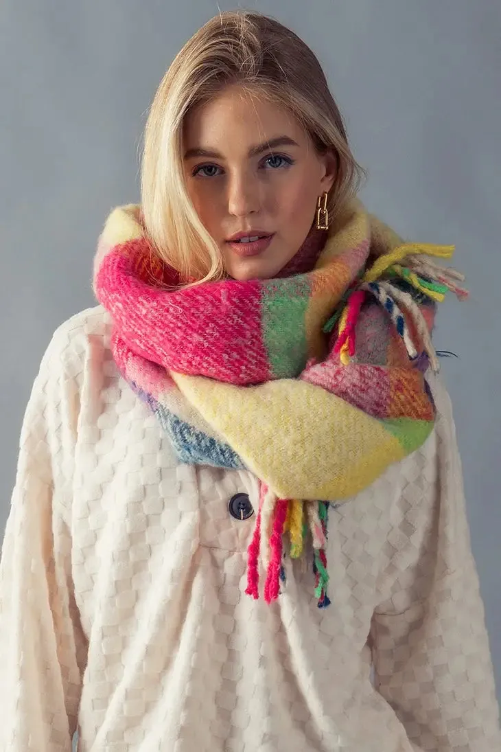Multi Stripe Fringe Cozy Scarf