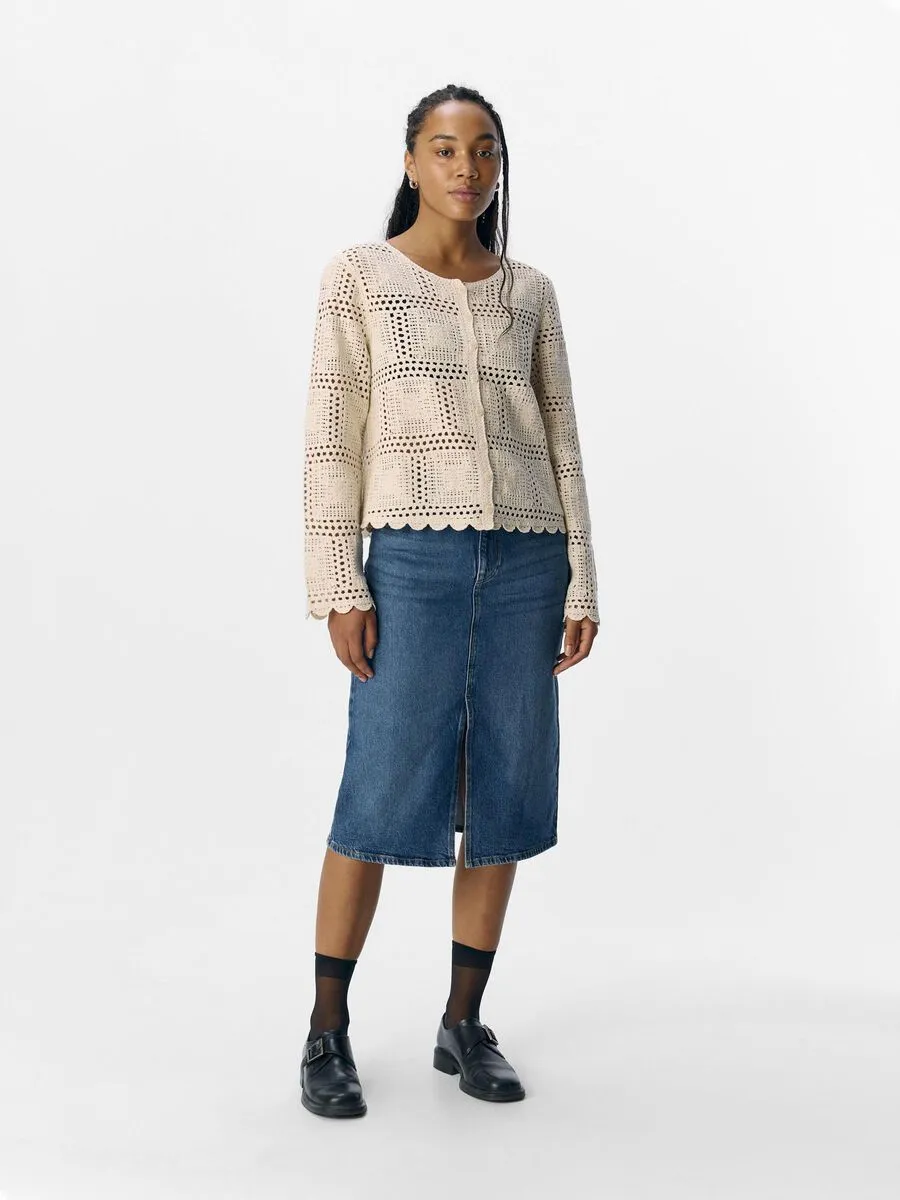 Object Orella crochet knit cardigan Sandshell