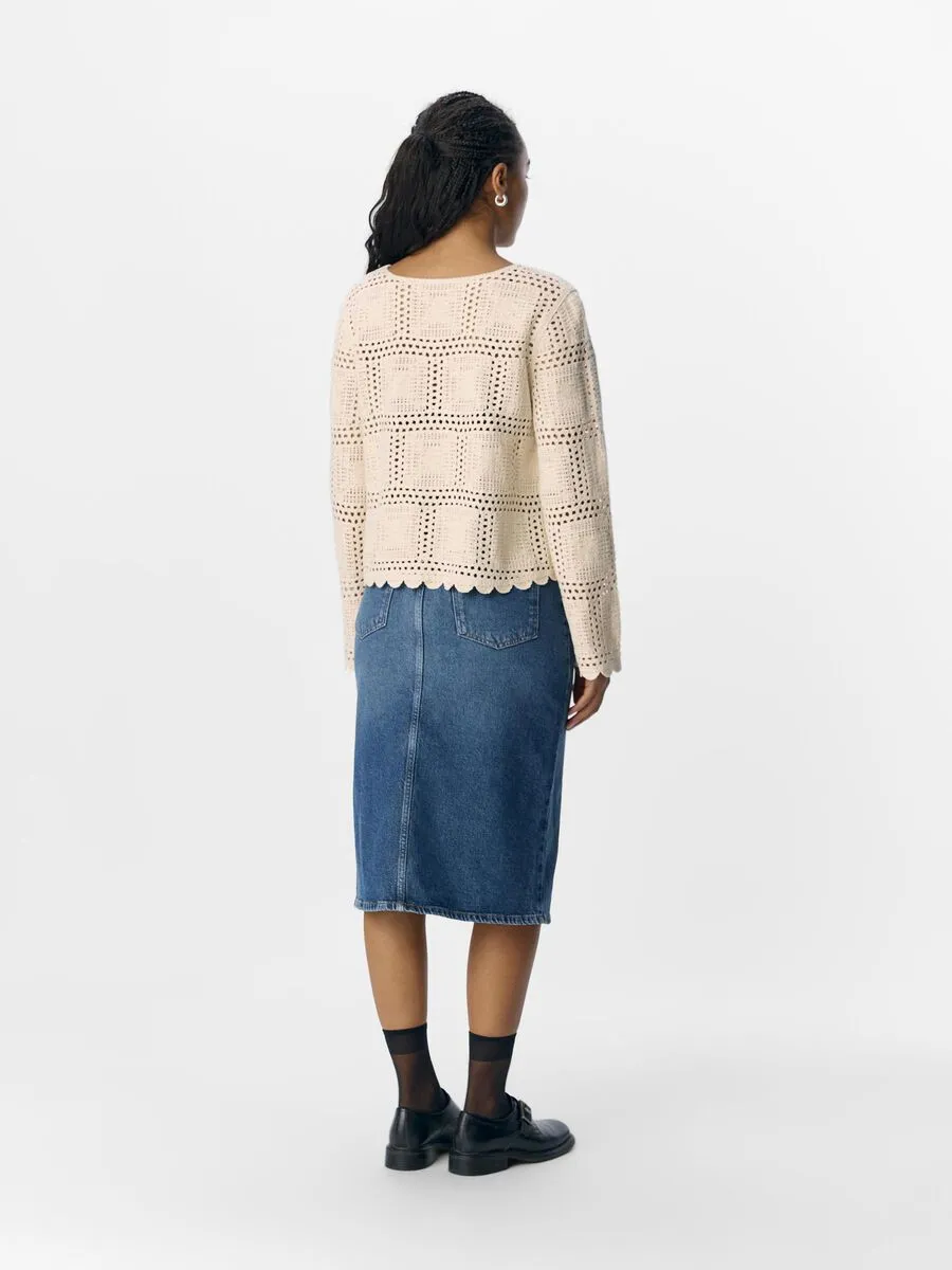 Object Orella crochet knit cardigan Sandshell