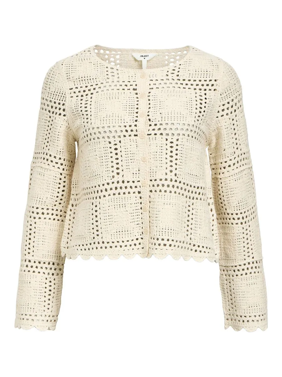 Object Orella crochet knit cardigan Sandshell