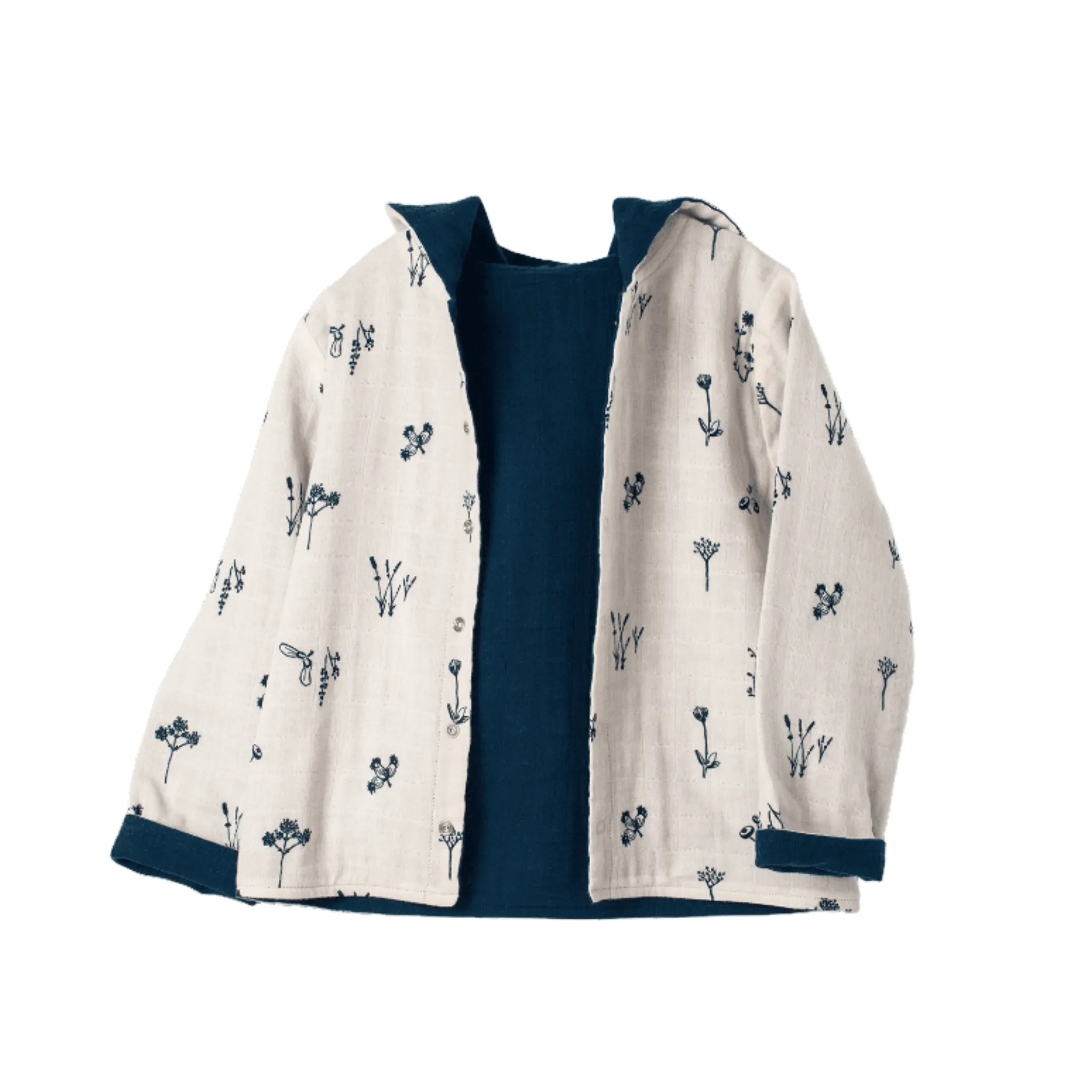 Organic by Feldman  Plants Delight Reversible Cardigan - Blue