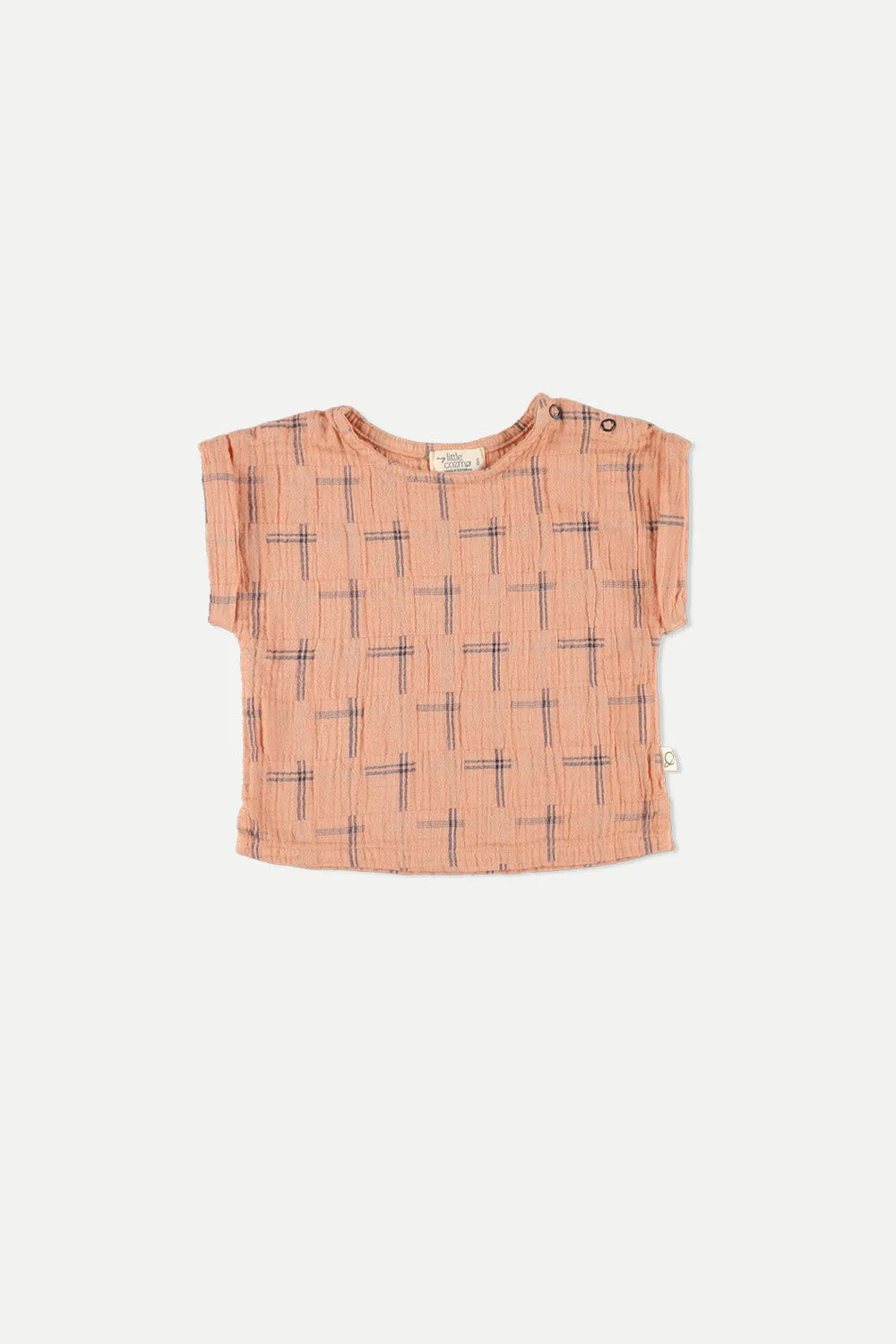 Organic plaid muslin baby top