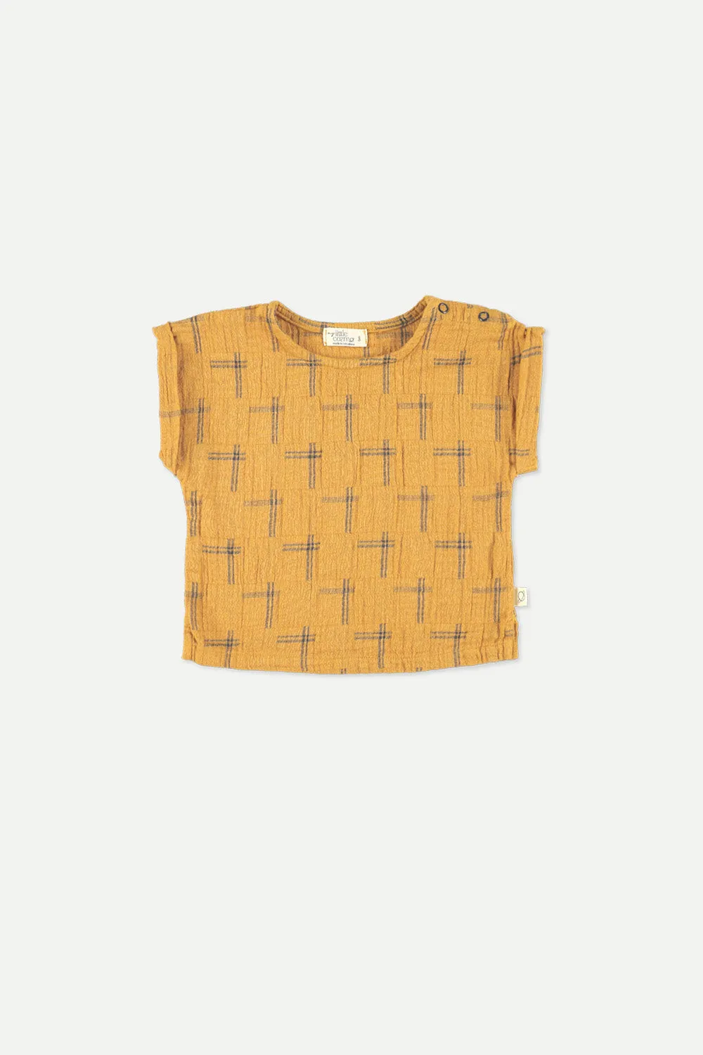 Organic plaid muslin baby top