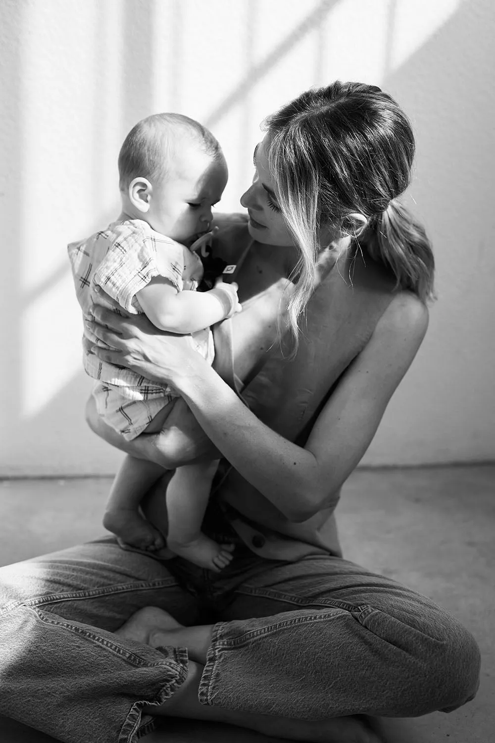 Organic plaid muslin baby top