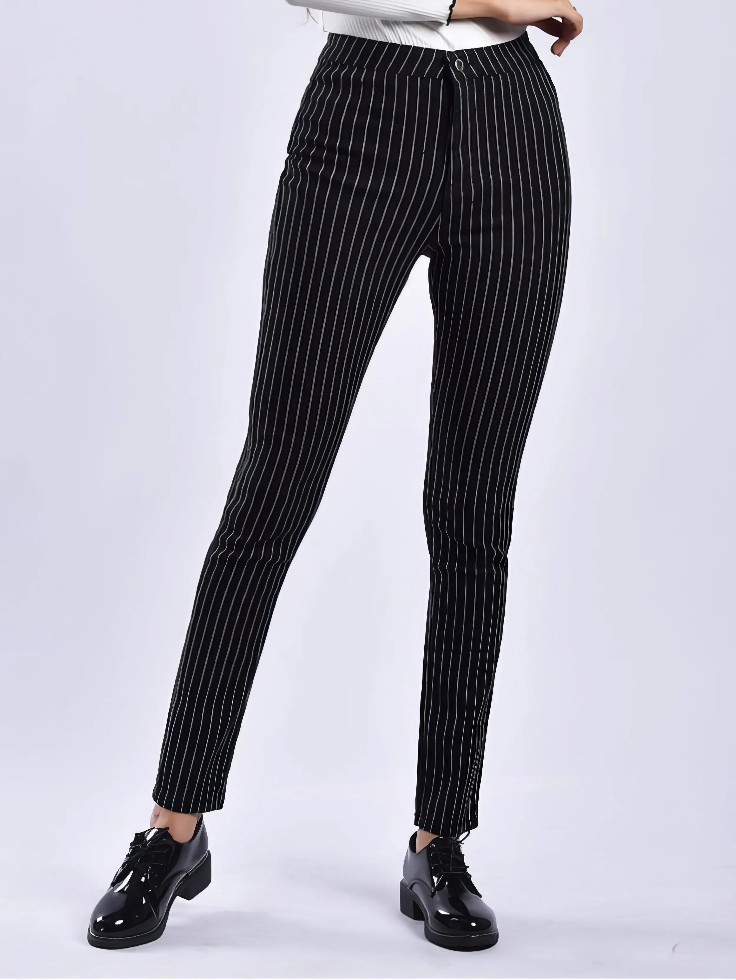 Pants Striped Print Slim Fit Pants for Women