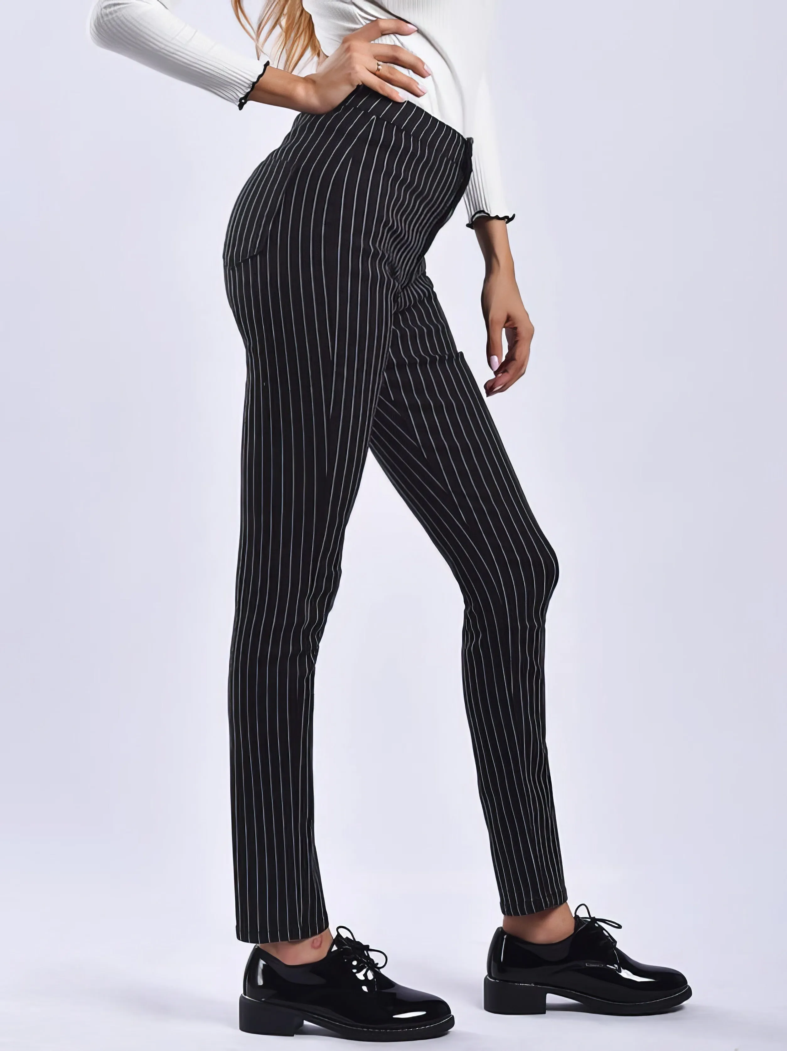 Pants Striped Print Slim Fit Pants for Women