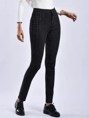 Pants Striped Print Slim Fit Pants for Women