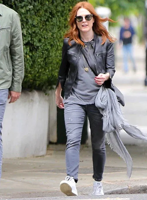 Premium Black Leather Jacket Worn By Julianne Moore | Julianne Moore Premium Black Leather Jacket