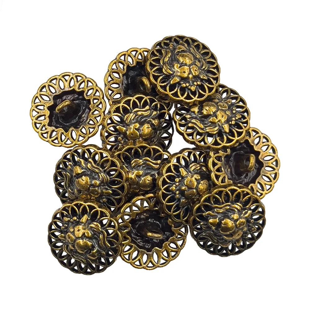 Premium Quality Vintage Antique Gold Lion Face Metal Buttons