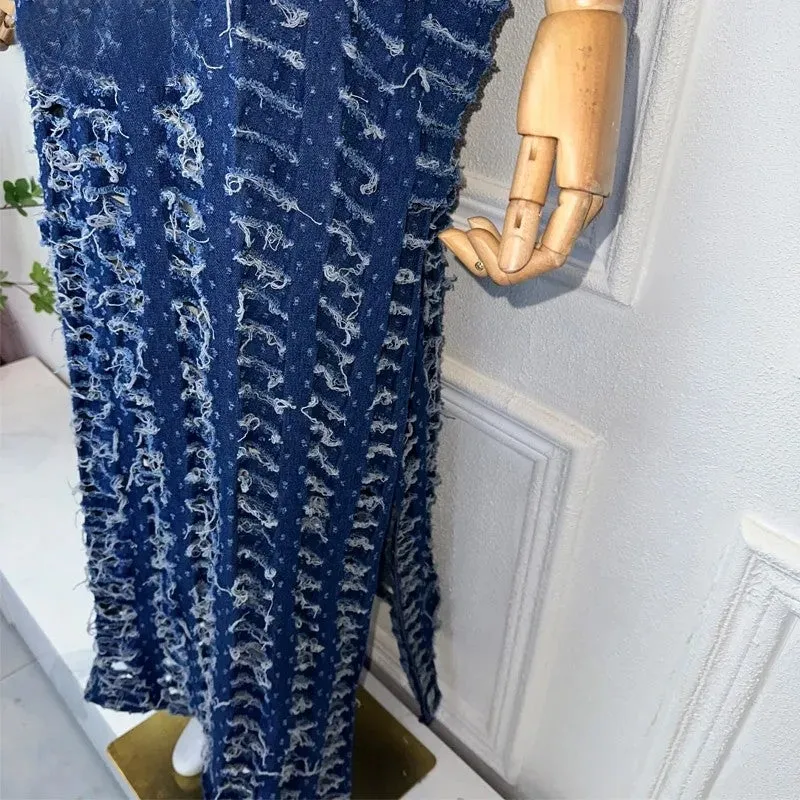 Rugged Edge Denim Kaftan Dress