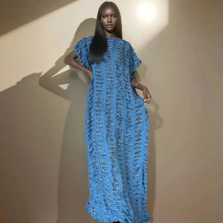 Rugged Edge Denim Kaftan Dress