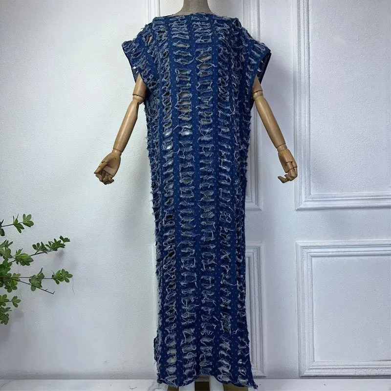 Rugged Edge Denim Kaftan Dress