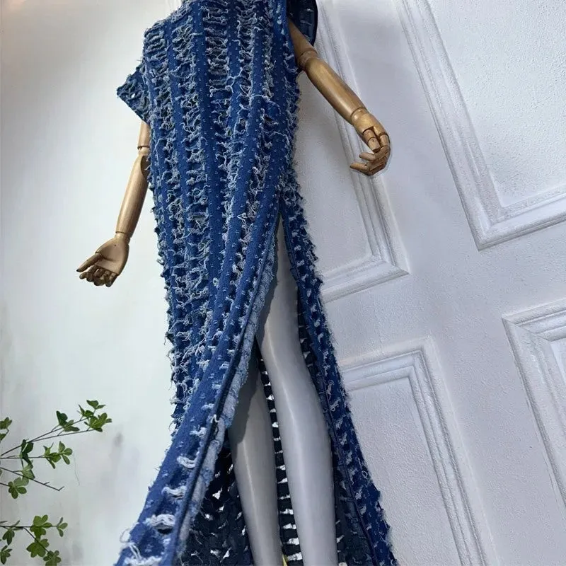 Rugged Edge Denim Kaftan Dress