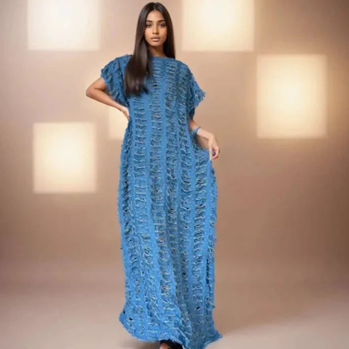 Rugged Edge Denim Kaftan Dress