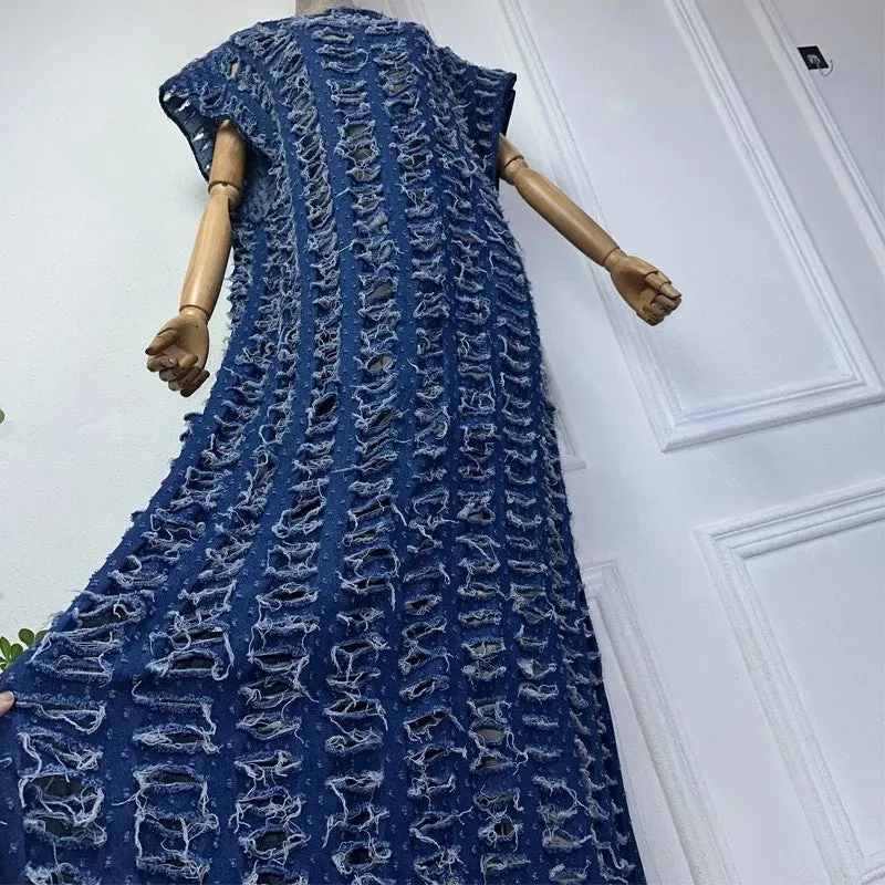 Rugged Edge Denim Kaftan Dress