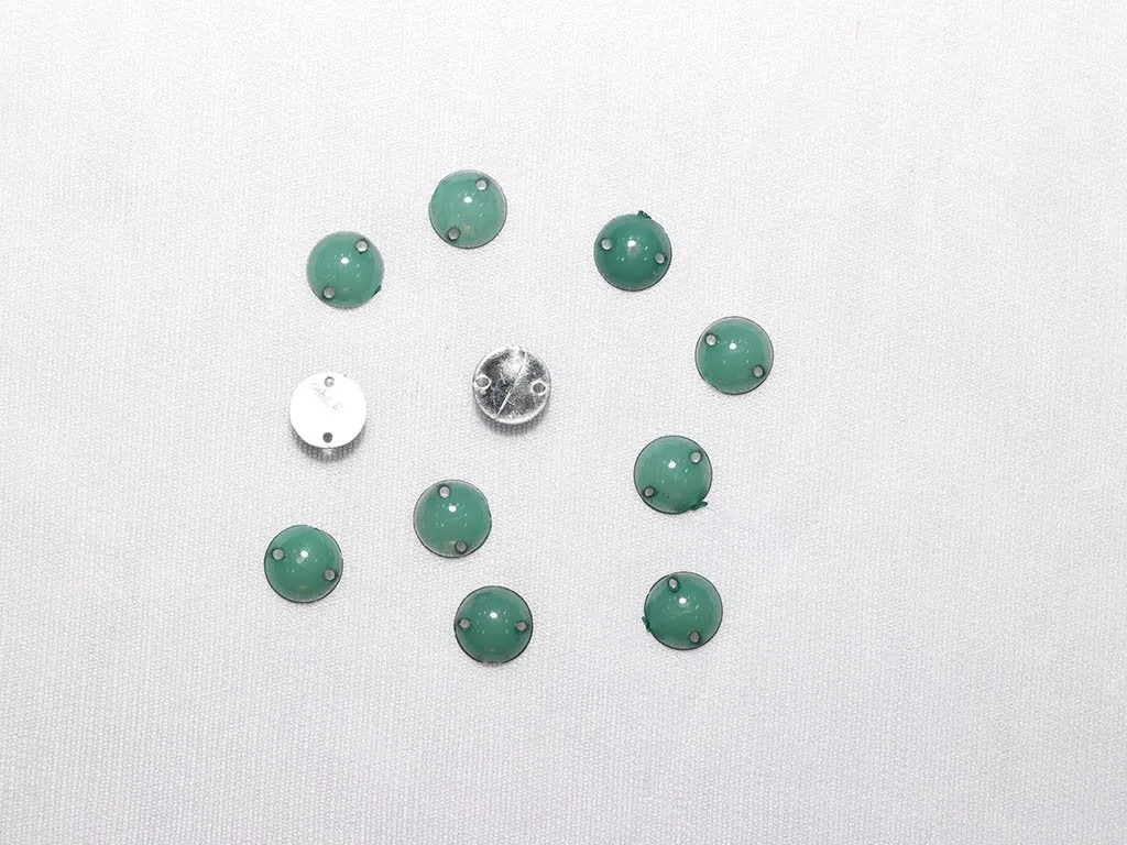 Sea Green Circular Plastic Stones -8 mm