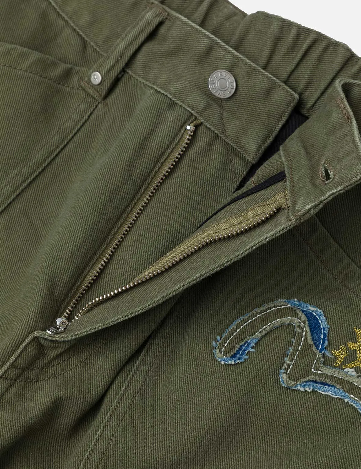 Seagull Appliqué Embroidery Wide-leg Woven Jogger