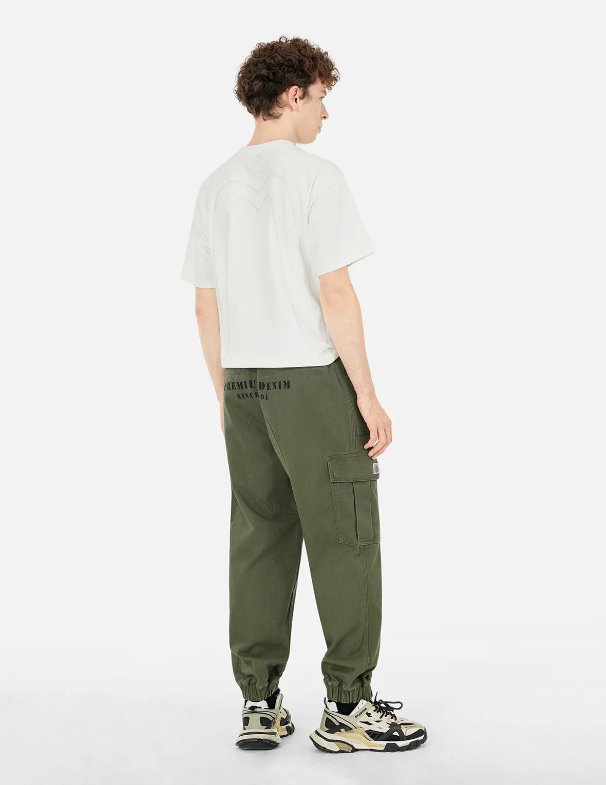 Seagull Appliqué Embroidery Wide-leg Woven Jogger