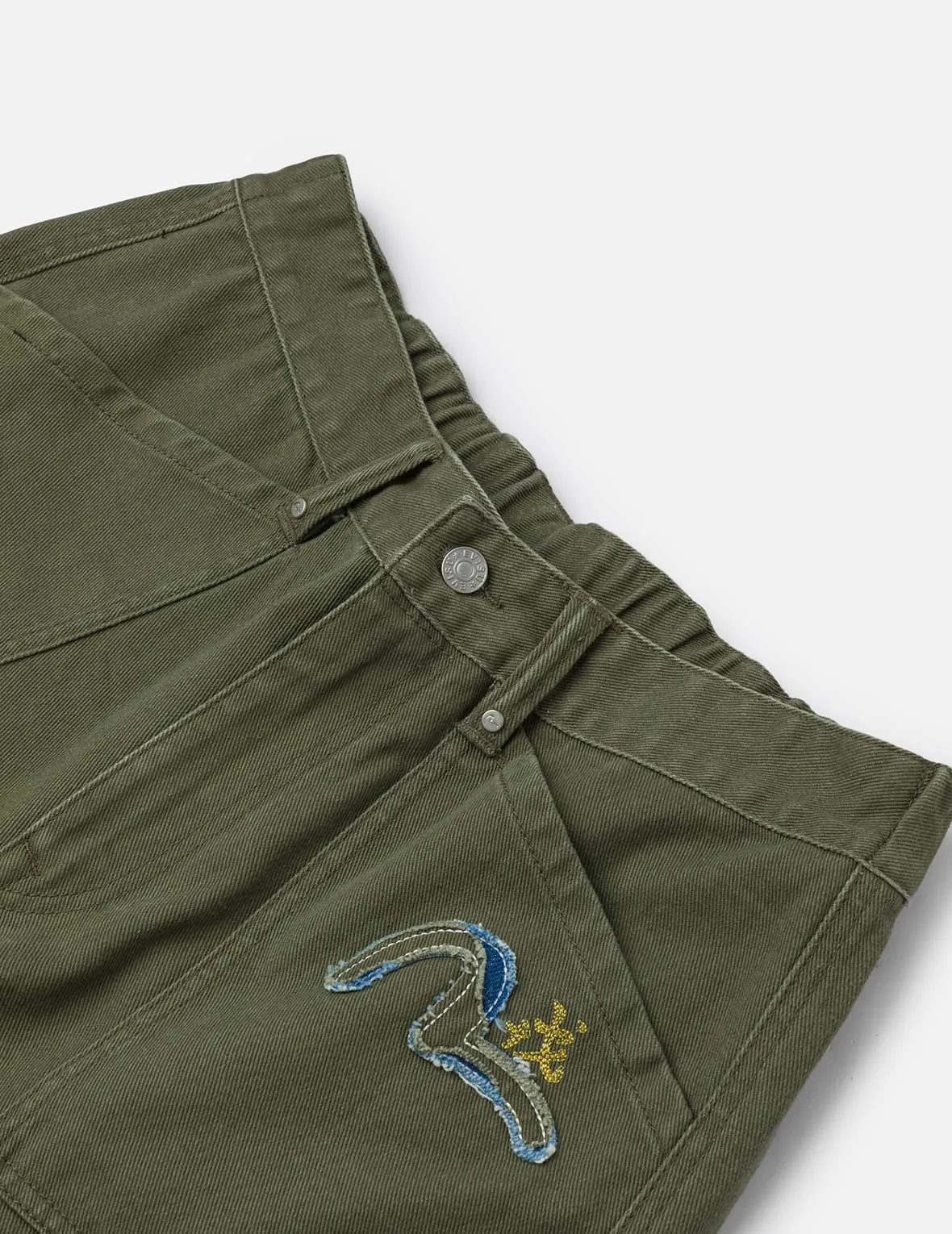 Seagull Appliqué Embroidery Wide-leg Woven Jogger