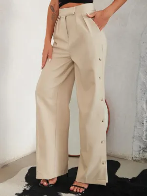 Side Button Wide Pants
