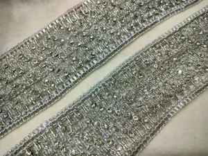 Silver Embellished Stone Trim