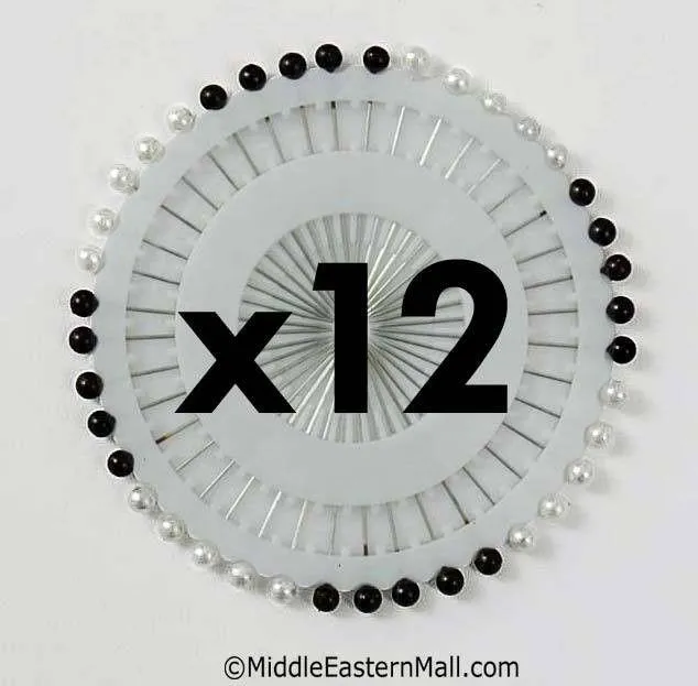 Small Straight Hijab Pins Black & White