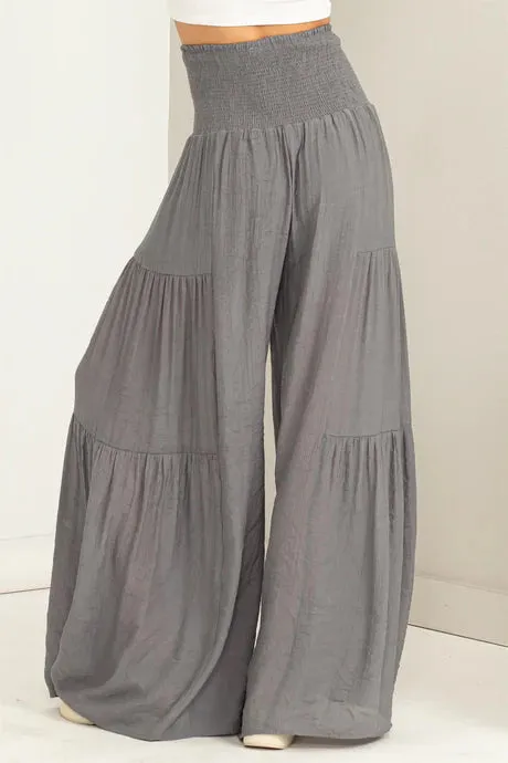 Summer Vibes High-Waisted Tiered Wide Leg Pants