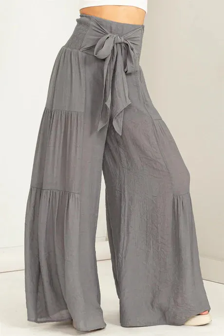 Summer Vibes High-Waisted Tiered Wide Leg Pants