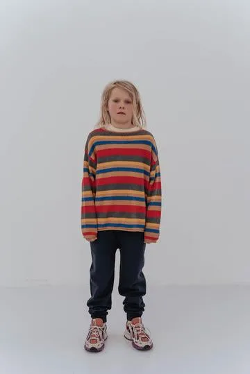 Sweater Boxy Knit Multi Stripe