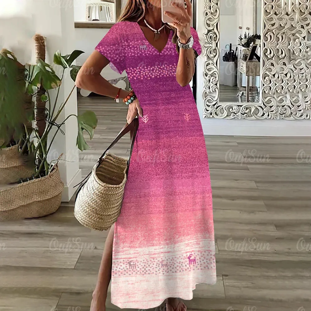 Vintage Graphic Print Dresses Plus Size Midi Women's Fashion