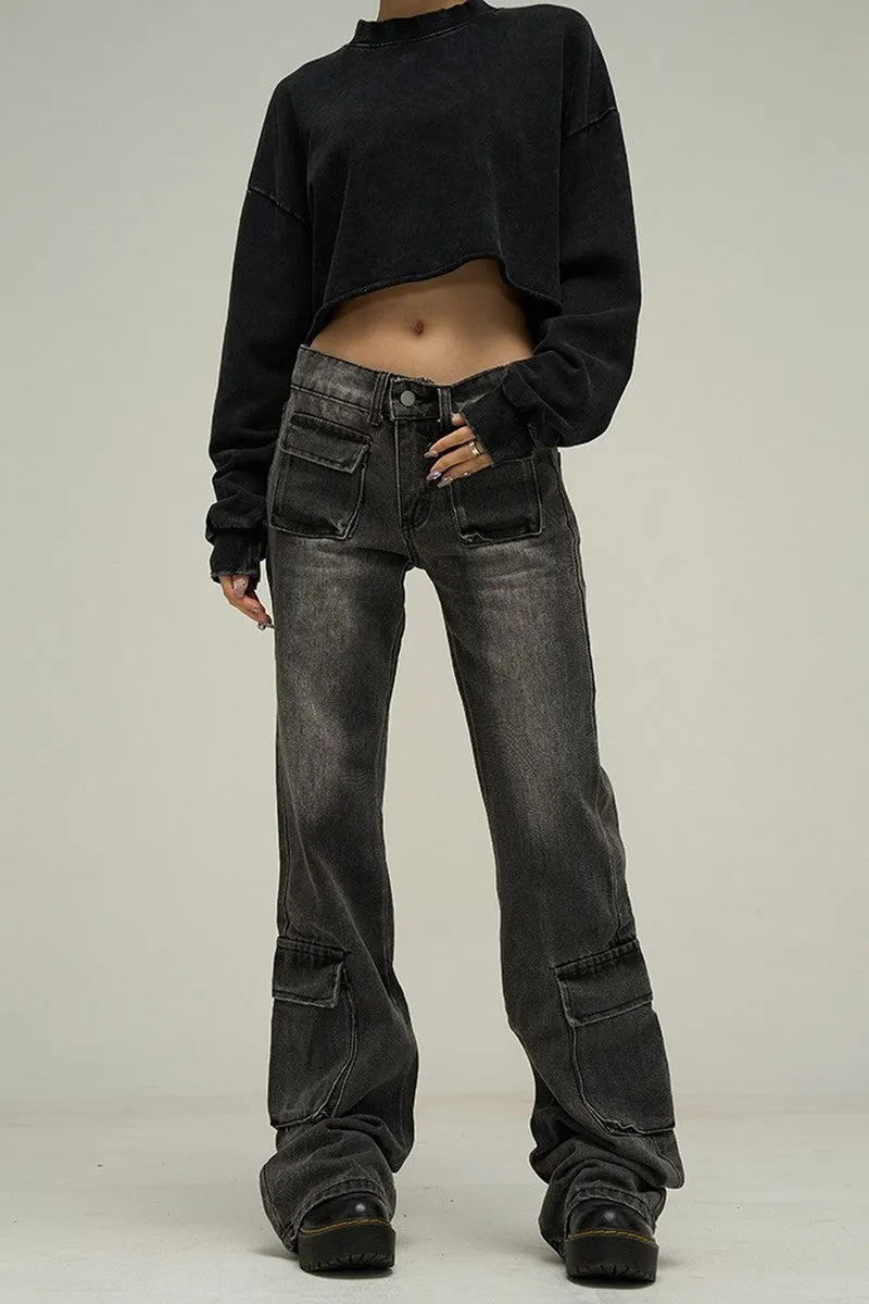 Washed Pockets Jeans
