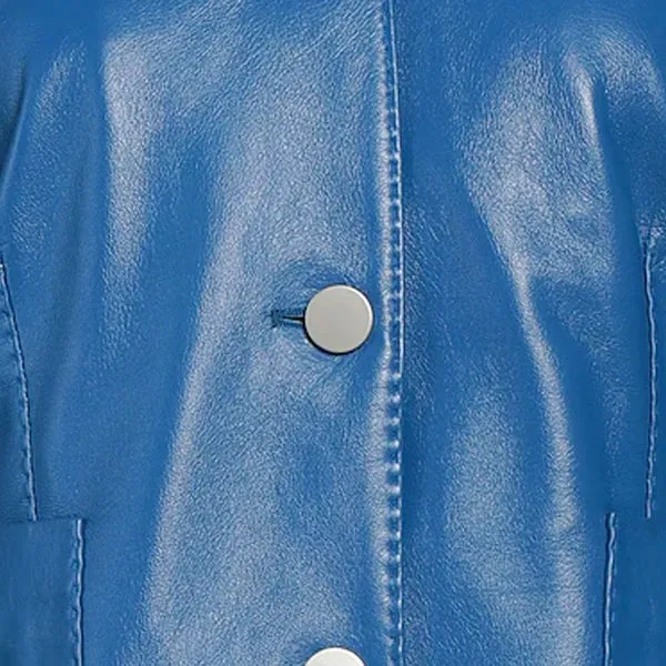 Women's Blue Tagliatore Leather Moto Jacket