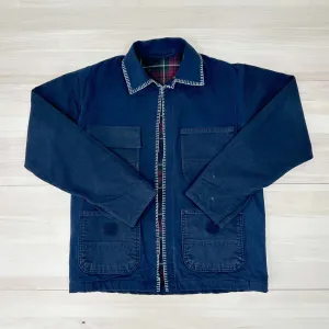 Women's Chore Coat Made From Upcycled Work Jeans - Blanket Stitching - Small