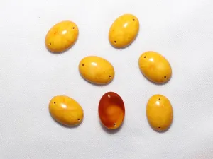 Yellow Designer Oval Plastic Stones - 18x13 mm